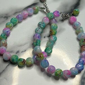 Colorful Marble Glass Bracelet Set